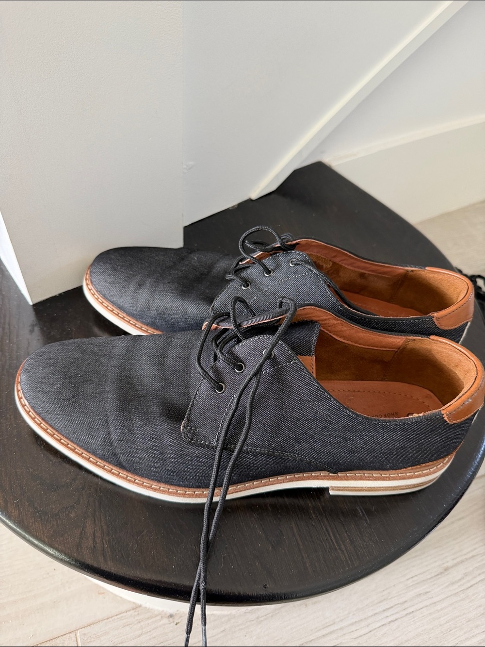 Florsheim Highland Canvas Oxfords in Black Denim